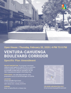 Flyer of City Planning Open House for the Ventura-Cahuenga Boulevards Corridor Specific Plan Amendment