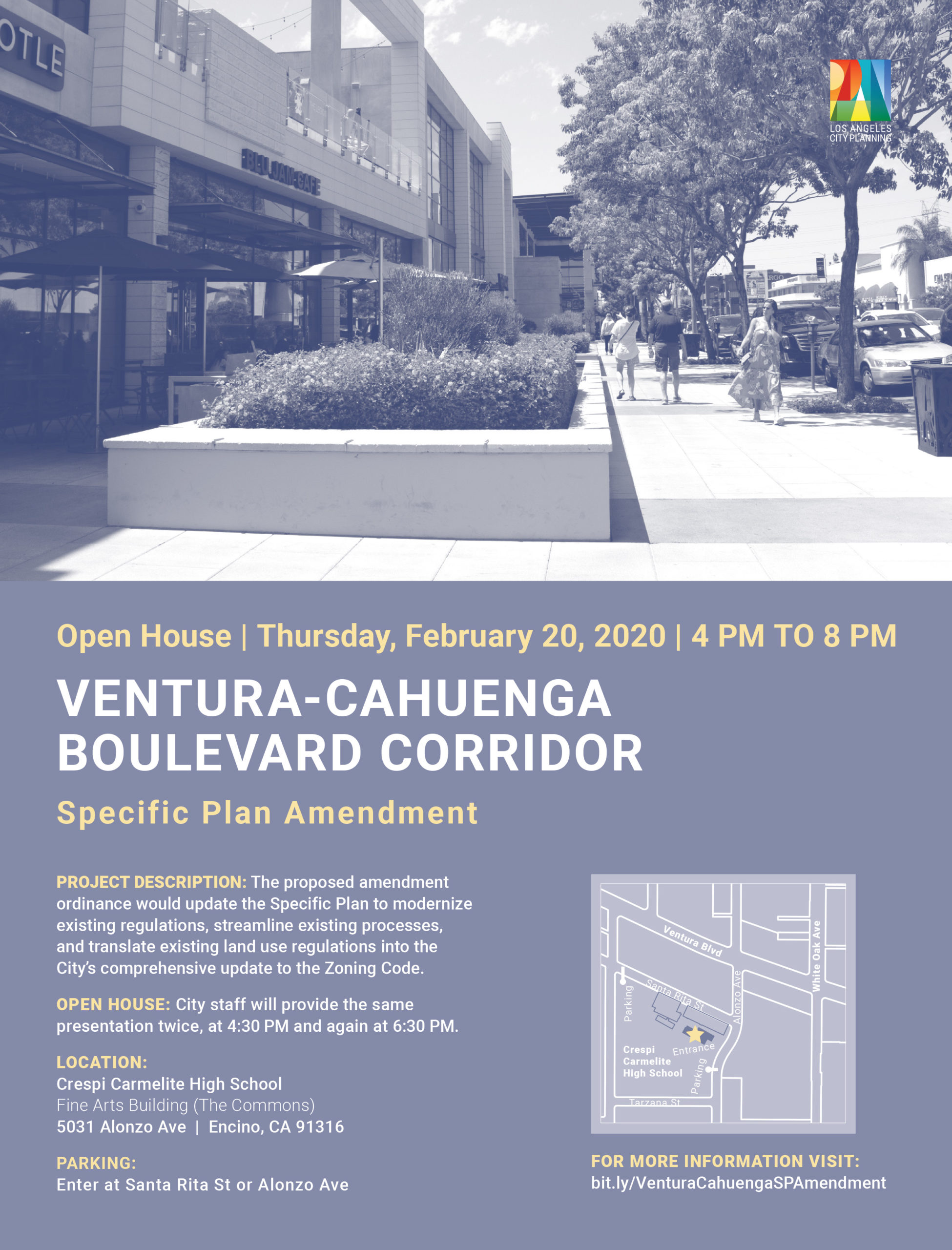 Flyer of City Planning Open House for the Ventura-Cahuenga Boulevards Corridor Specific Plan Amendment